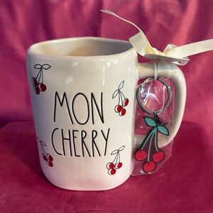 Rae Dunn White Mug with Red Cherry Design